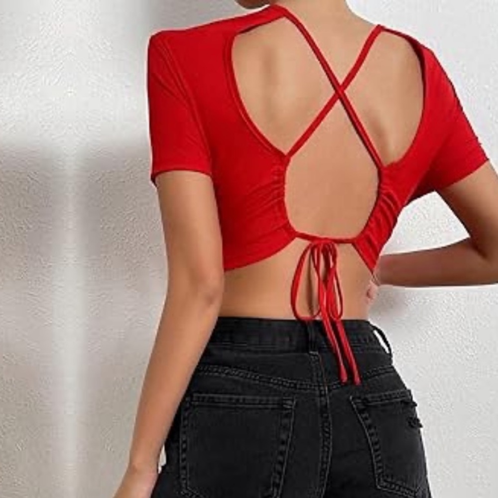 Red Backless Tie Top New Without Tag
